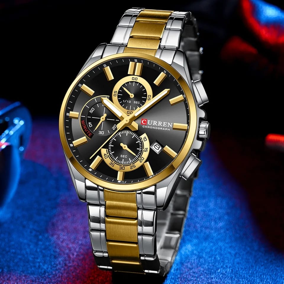 Curren 8475 premium watch for Men- Golden black