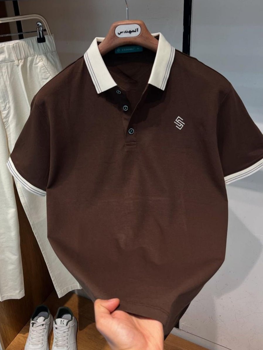 100% Imported China Marcelise Cotton Fabric Polo Shirt Merron and Coffee 2pcs Combo