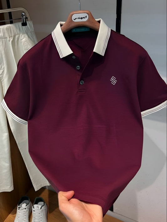 100% Imported China Marcelise Cotton Fabric Polo Shirt Merron and Coffee 2pcs Combo