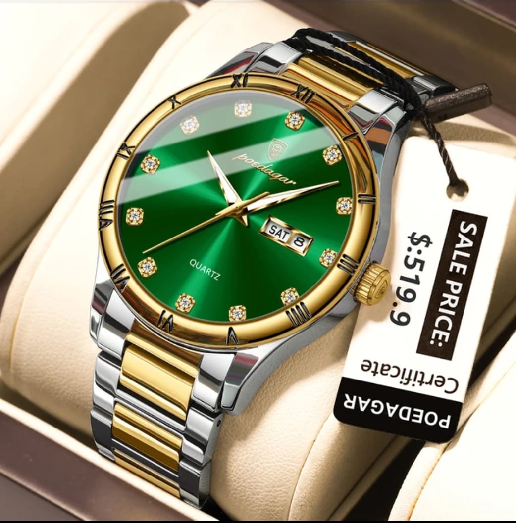 Poedagar 878 -Grren Stainless Steel Men’s Watch