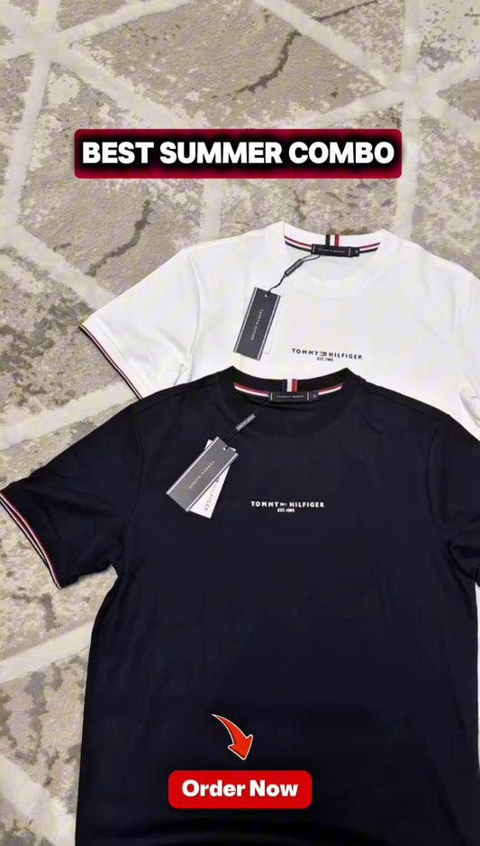 Premium Black & White Signature T-Shirt – 2 Piece Combo | C-06