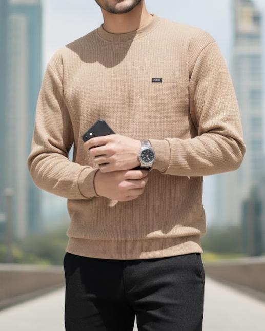 Comfortable China Fabric Burberry Sweetshirt for men (Camel Brown)