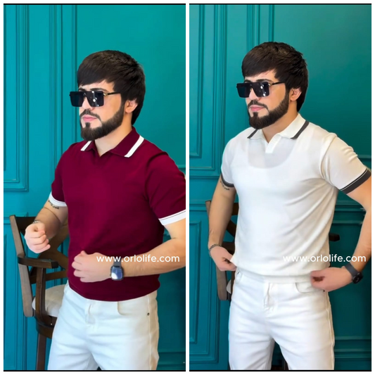 Orlo Premium China Fabric Poloshirt (2pc) – Maroon & White | Code: C- 31