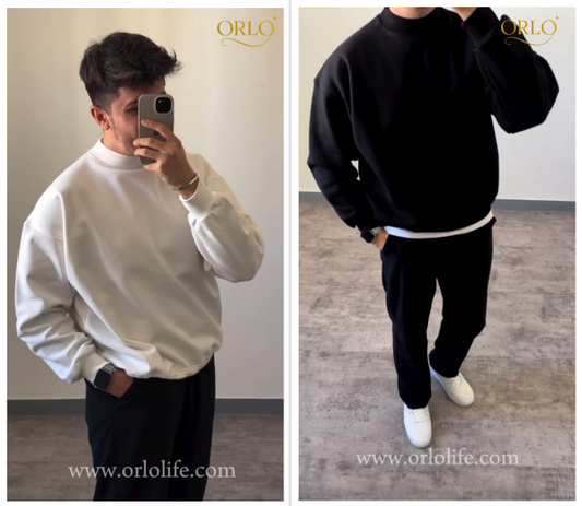 Orlo Premium China Fabric Sweatshirt (2pc) – Black & White | Code: C-16