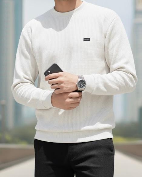 Comfortable China Fabric Burberry Sweetshirt for men (White Colour)