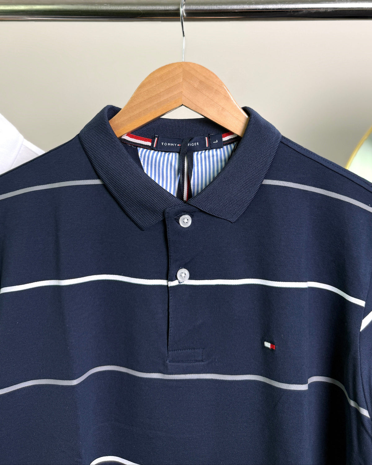 Premium Striped Polo Shirt –White &  Nevy blue| Combo-19