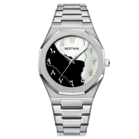 Bestwin 812BK – Classic Arabic Dial Men’s Quartz Watch-Silver