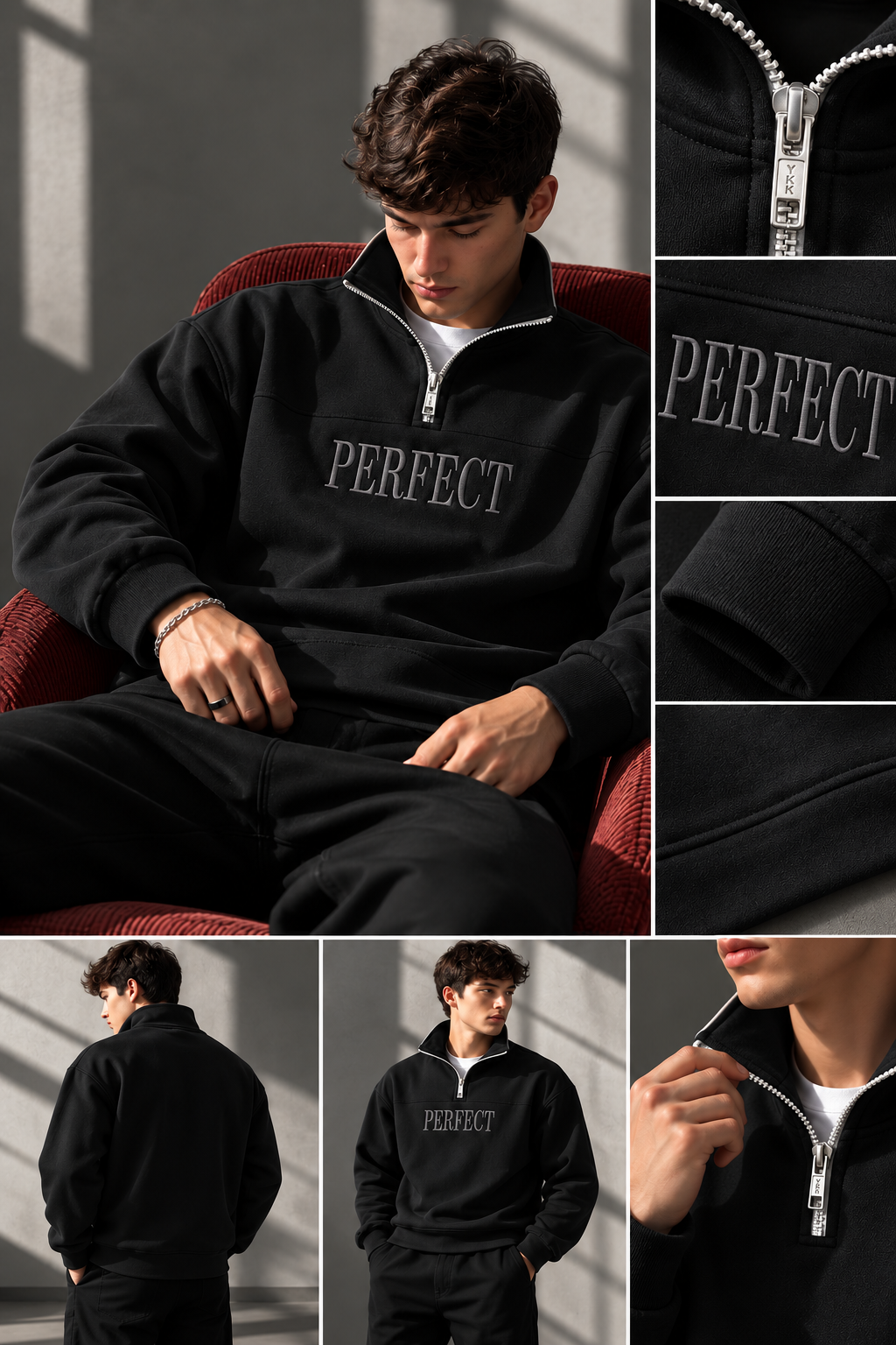 ORLO Premium Half-Zip Sweatshirt Black |C-14