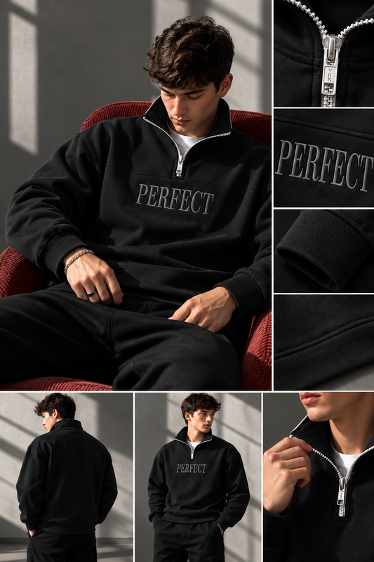 ORLO Premium Half-Zip Sweatshirt Black |C-14
