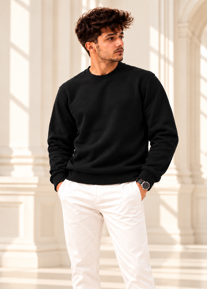 ORLO Premium Brushed Fleece Sweatshirt – Black| C-54