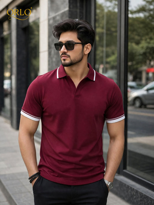 ORLO Premium Polo T-Shirt – Maroon | Imported China Fabric
