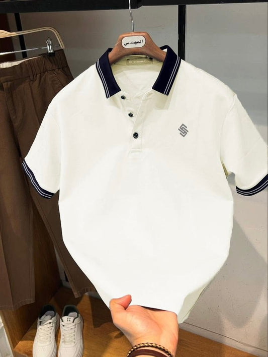 100% Imported China Marcelise Cotton Fabric Polo Shirt Coffee