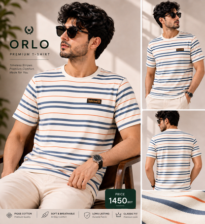 Premium Striped T-Shirt Combo – Black & White | C-29