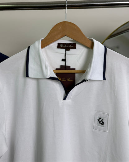 100% Cotton Fabric White & Navy Blue Polo shirt 2 Piece| Combo-15
