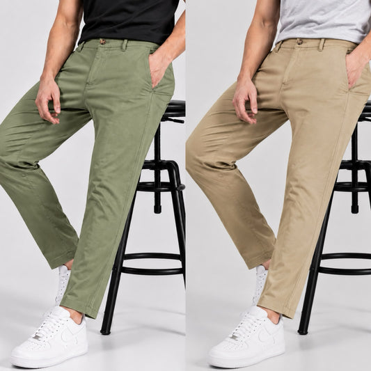 Premium Chino Pant Combo | Brown & Olive