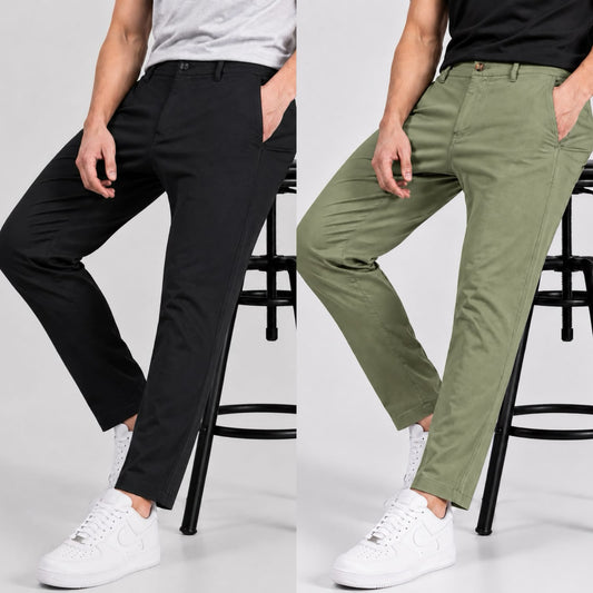 Premium Chino Pant Combo | Black & Olive