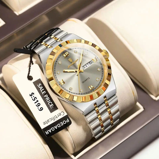 POEDAGAR 872 Quartz Watch Gray – Week & Date Display