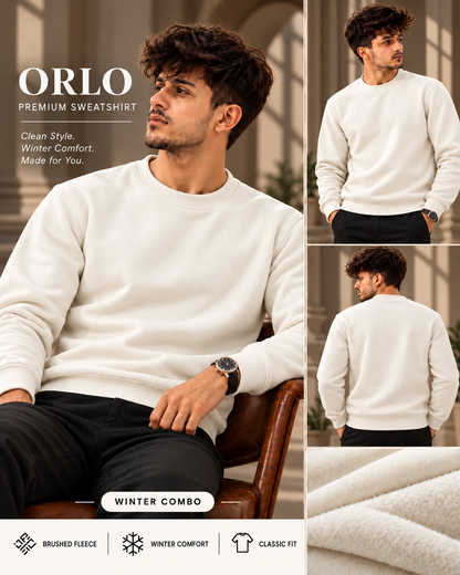 ORLO Premium Brushed Fleece Sweatshirt – Off White| C-54