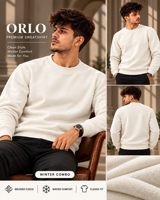 ORLO Premium Brushed Fleece Sweatshirt – Off White| C-54