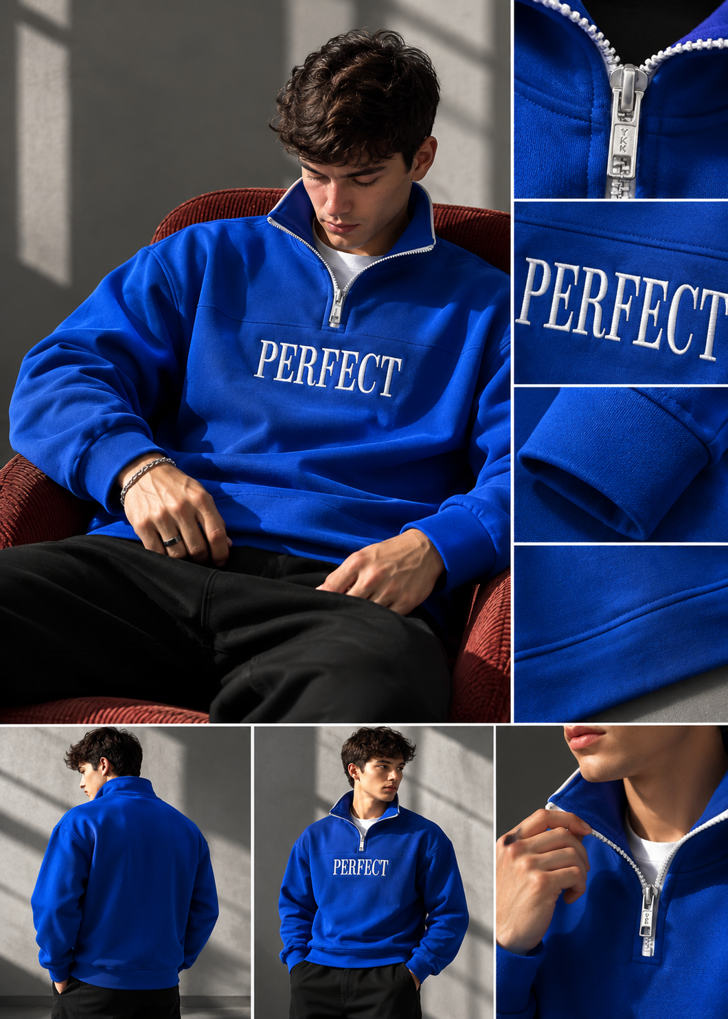 ORLO Premium Half-Zip Sweatshirt Royal Blue |C-14