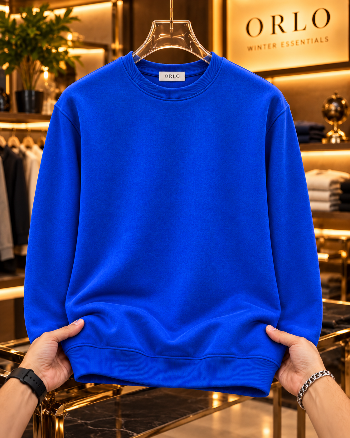 ORLO Premium Brushed Fleece Sweatshirt – Royal Blue| C-54