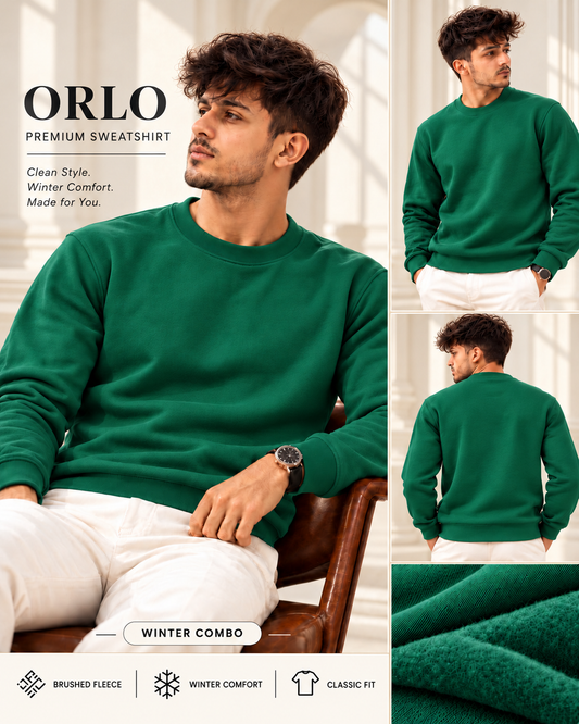 ORLO Premium Brushed Fleece Sweatshirt – Green| C-54