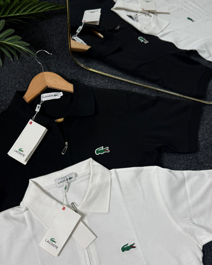 Premium Half Zip Polo Shirt - White | Premium Cotton PK Fabric | C-17
