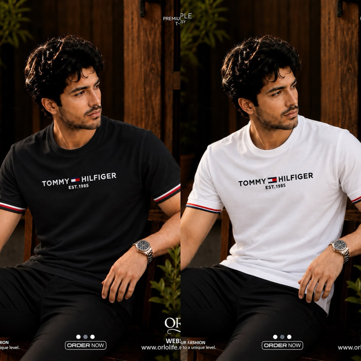 Premium Black & White Signature T-Shirt – 2 Piece Combo | C-06