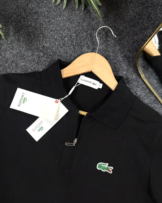 ORLO Premium Half Zip Polo Shirt - Black | Premium Cotton PK Fabric |C-17