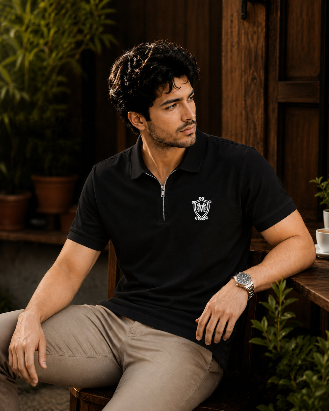 Premium China Black Zipper Polo | C-07