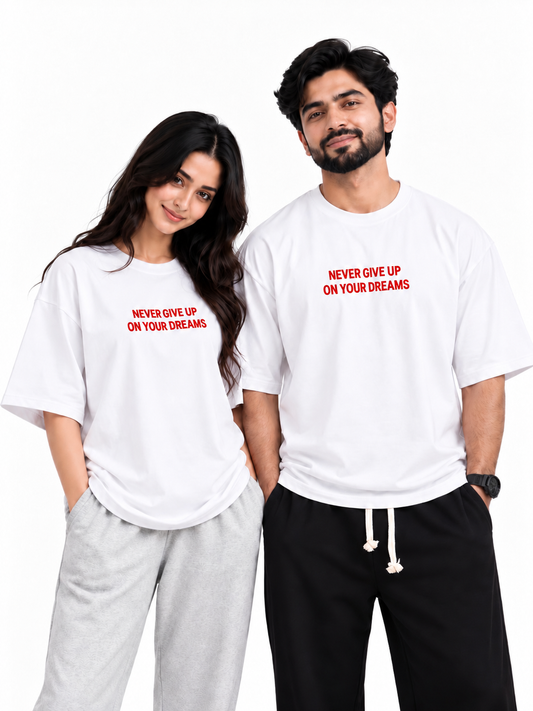 Couple Drop Shoulder T-Shirt Combo | White
