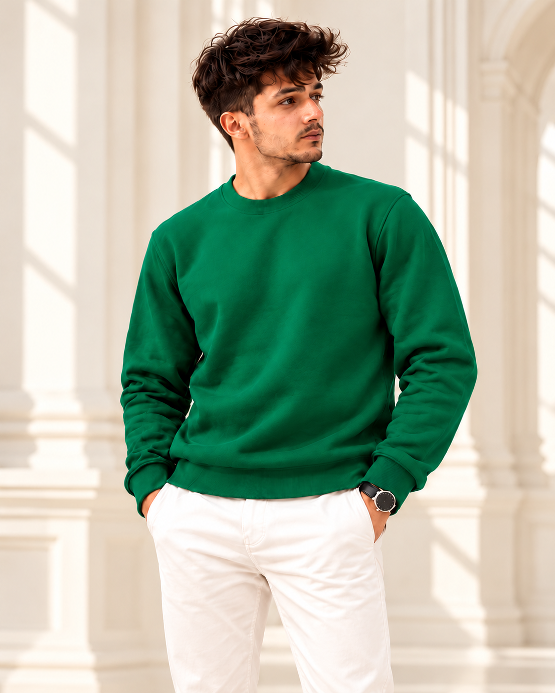 ORLO Premium Brushed Fleece Sweatshirt – Green| C-54