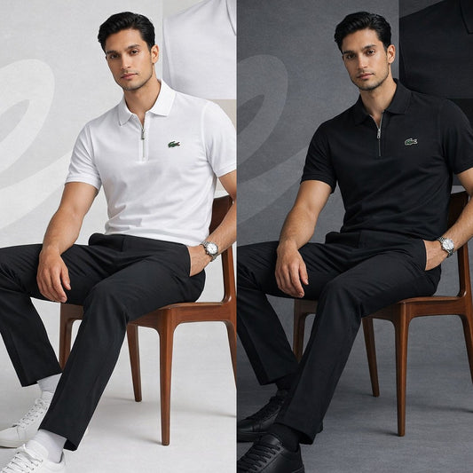 Lacoste Polo Shirt (2pc) – White & Black | Code: C- 17