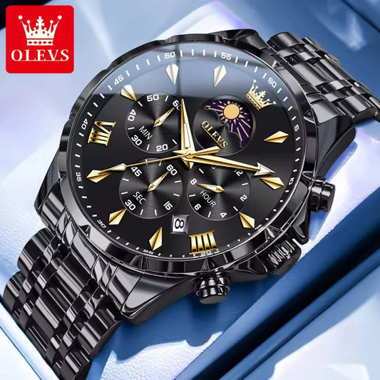 OLEVS 3653 Classic Quartz Watch for Men – Premium Style black