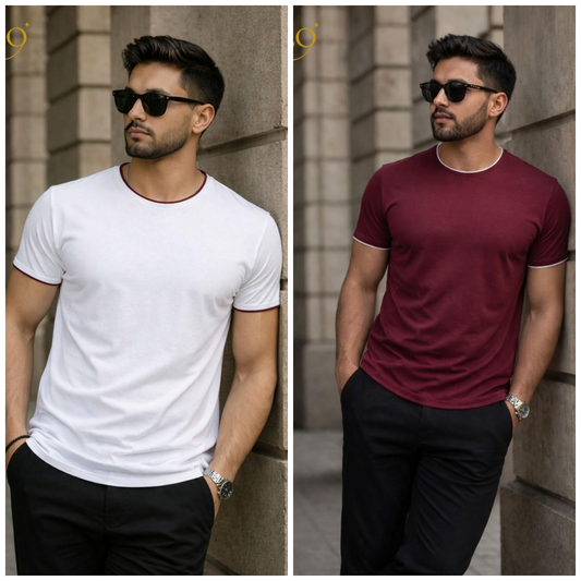 Orlo Premium China Fabric Poloshirt (2pc) – Maroon & White | Code: C- 26