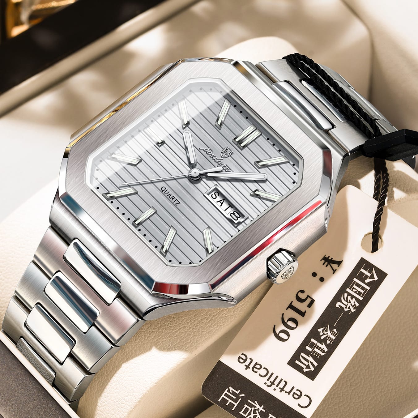 Poedagar 672 – Luxury Business Silver Dial Premium Watch