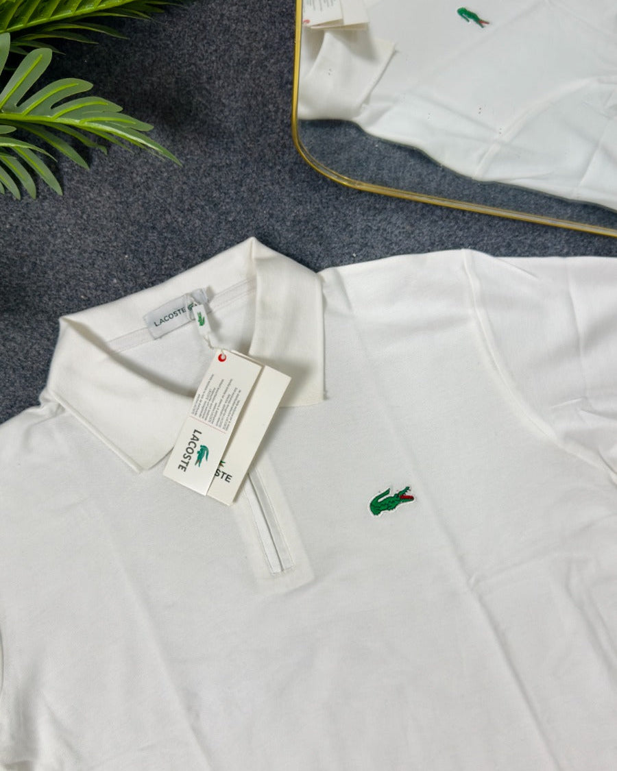Premium Half Zip Polo Shirt - White | Premium Cotton PK Fabric | C-17