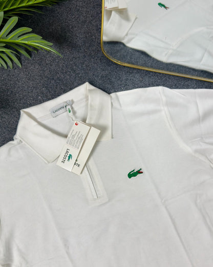 Premium Half Zip Polo Shirt - White | Premium Cotton PK Fabric | C-17